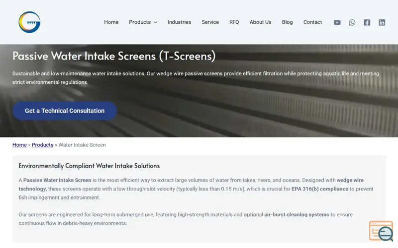 Screenshot of WEDGE WIRE SCREEN - Rotary Drum Screen