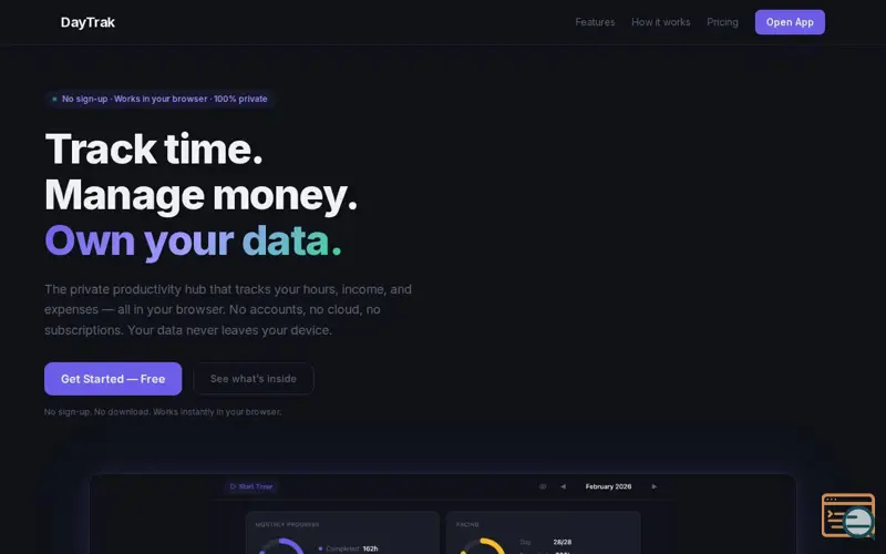 Screenshot of DayTrak