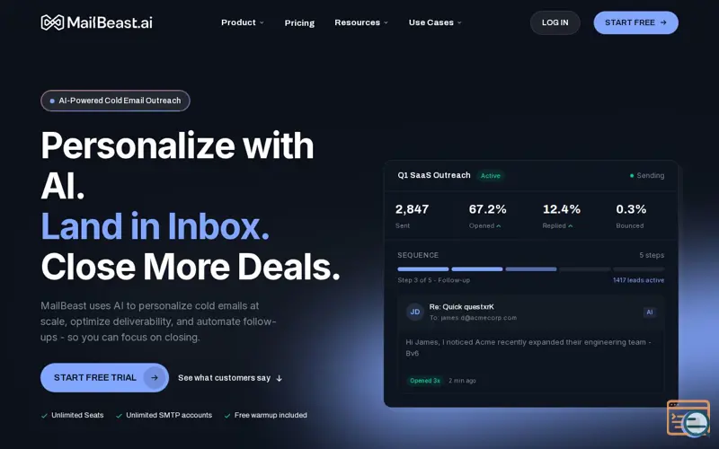 Screenshot of MailBeast.ai