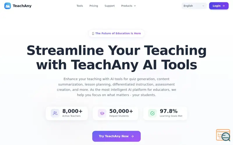 Screenshot of TeachAny