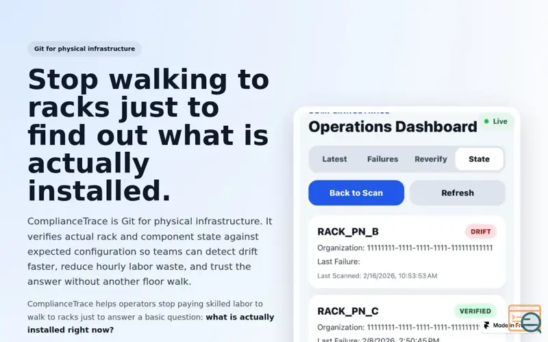 Screenshot of ComplianceTrace