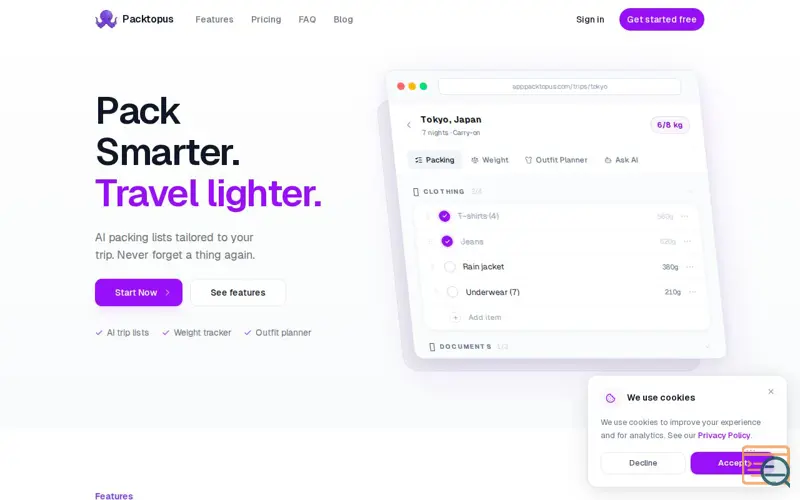 Screenshot of Packtopus