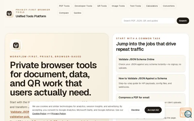 Screenshot of Unified Tools Platform