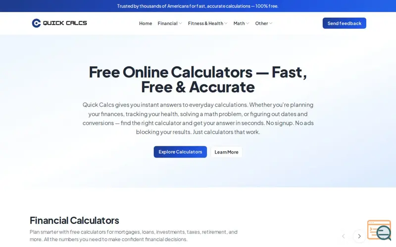 Screenshot of Quick Calcs