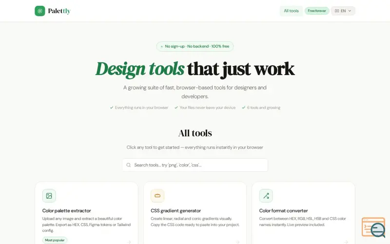 Screenshot of Palettly