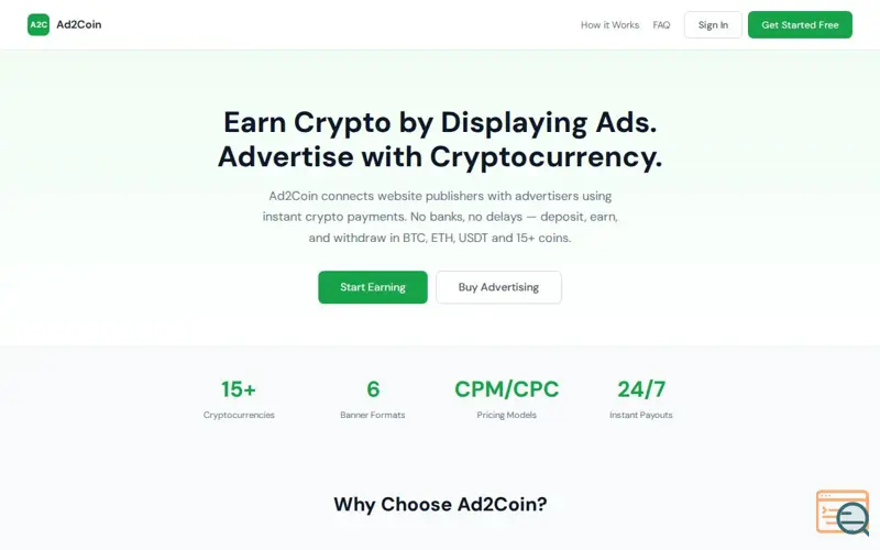 Screenshot of Ad2Coin