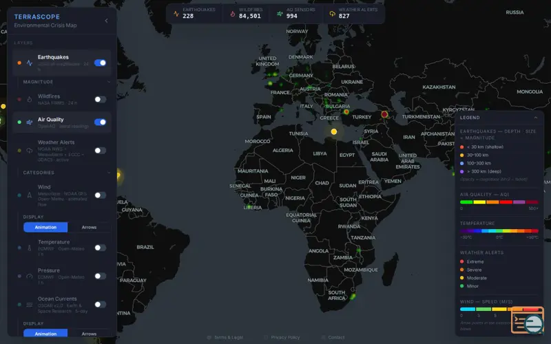 Screenshot of Terrascope 