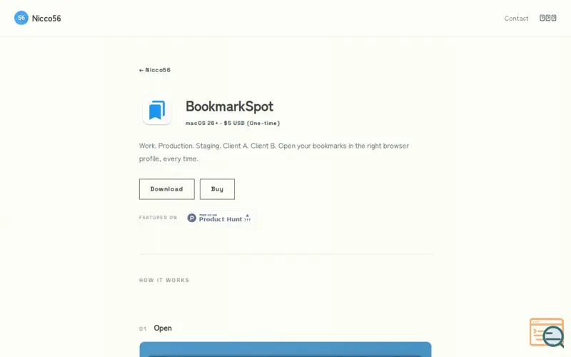 Screenshot of BookmarkSpot