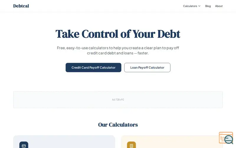 Screenshot of Debtcal