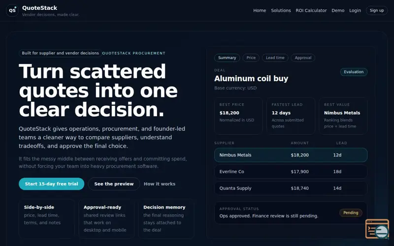 Screenshot of QuoteStack