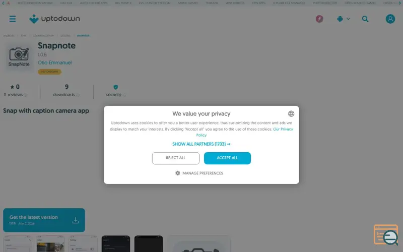 Screenshot of SnapNote