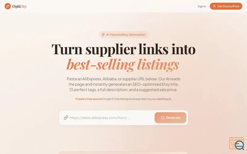 Screenshot of Etsy Listing Optimizer