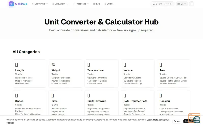 Screenshot of Calcflux