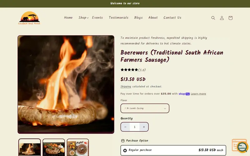 Screenshot of Lowfeld Soul Food LLC