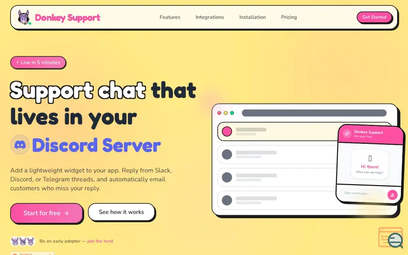 Screenshot of Donkey Support Widget