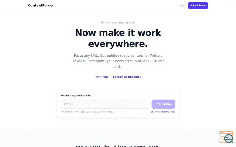 Screenshot of ContentForge
