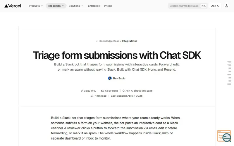 Screenshot of Vercel