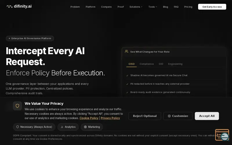 Screenshot of Difinity.ai