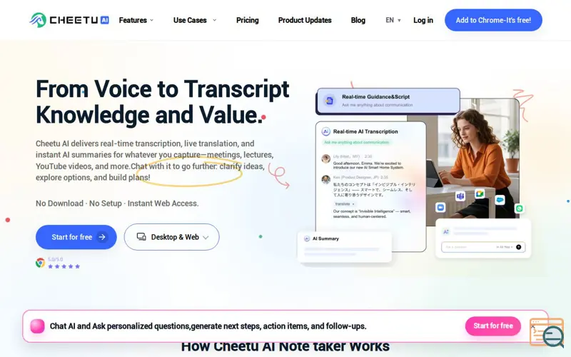 Screenshot of Cheetu AI