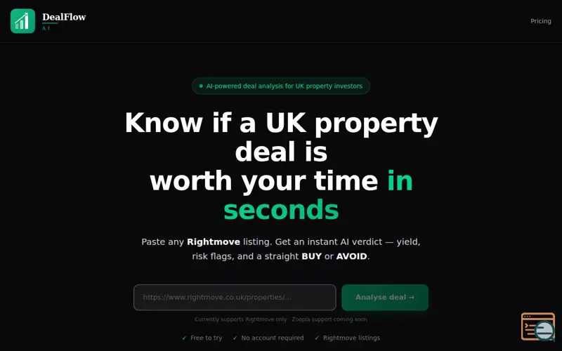 Screenshot of DealFlow AI