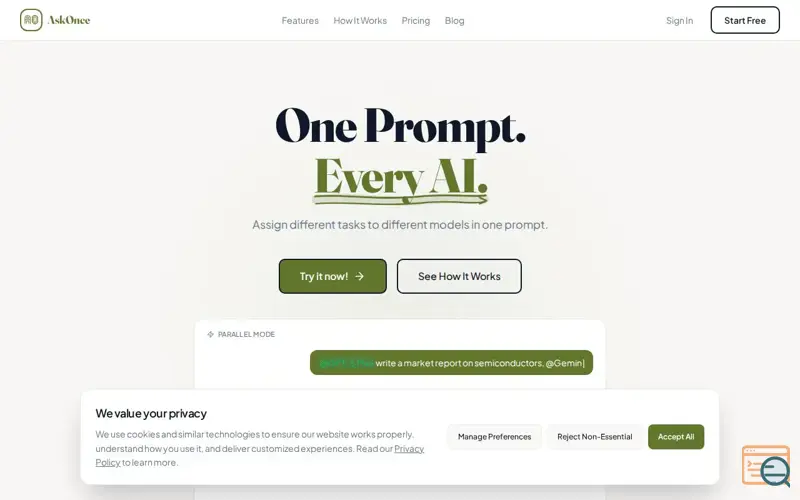 Screenshot of AskOnce