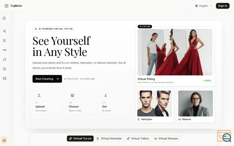 Screenshot of TryMeOn AI