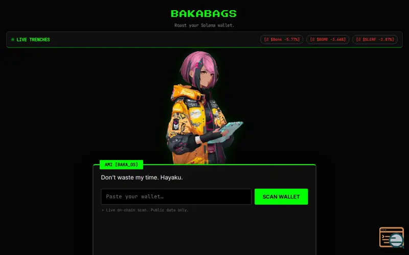 Screenshot of Bakabags
