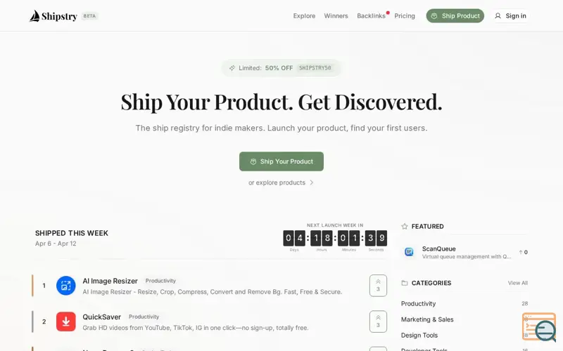 Screenshot of Shipstry