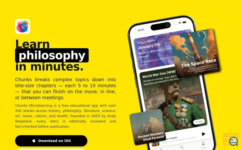 Screenshot of Chunks Microlearning App