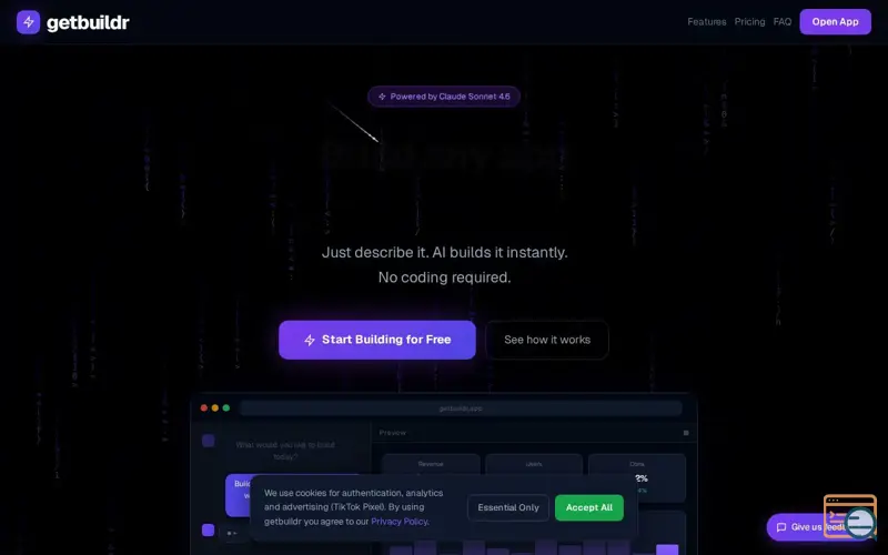 Screenshot of buildr — Build any app in seconds