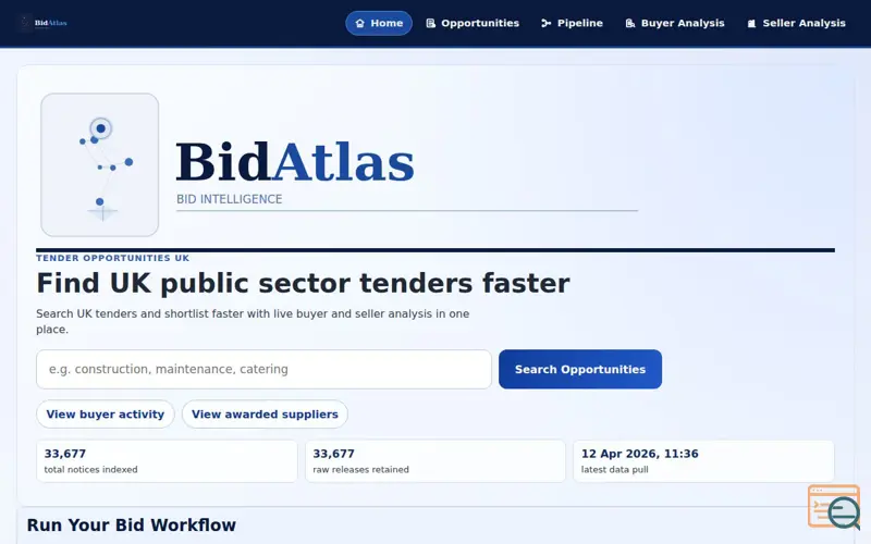 Screenshot of BidAtlas