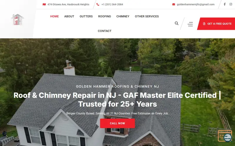Screenshot of Golden Hammer Roofing & Chimney Repair