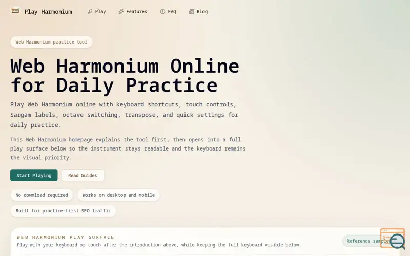 Screenshot of Play Harmonium