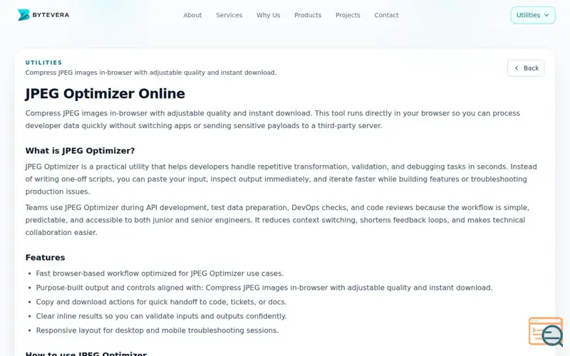 Screenshot of JPEG Optimizer by ByteVera
