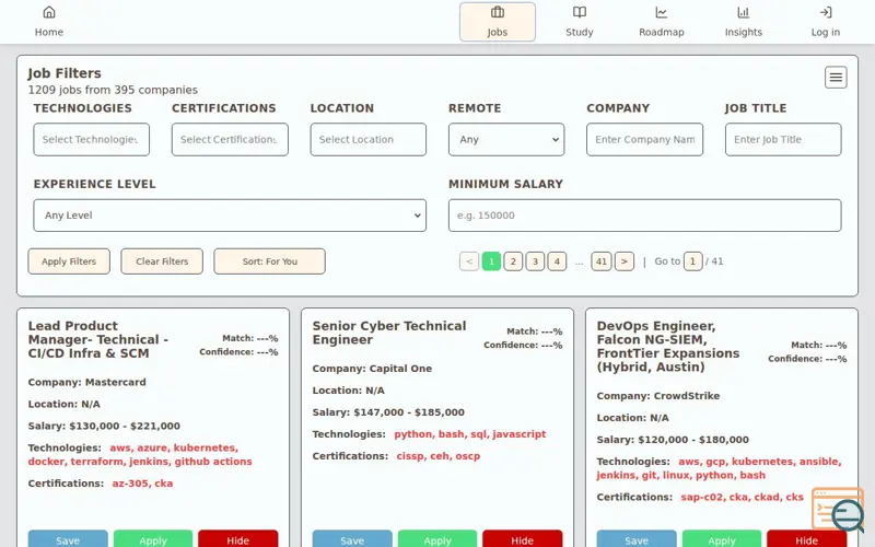 Screenshot of Cloud Jobs