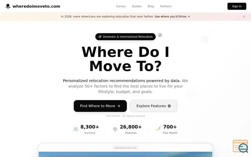 Screenshot of Where Do I Move To