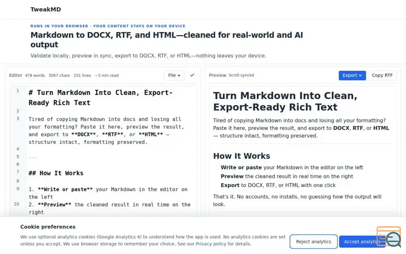 Screenshot of TweakMD