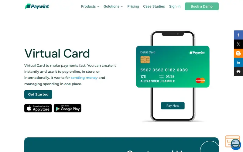 Screenshot of Paywint Virtual Card