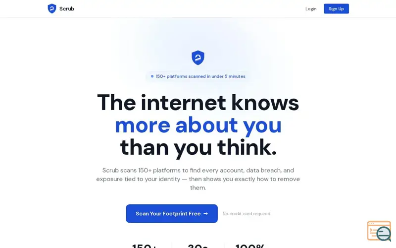 Screenshot of Scrub: Know Your Digital Footprint