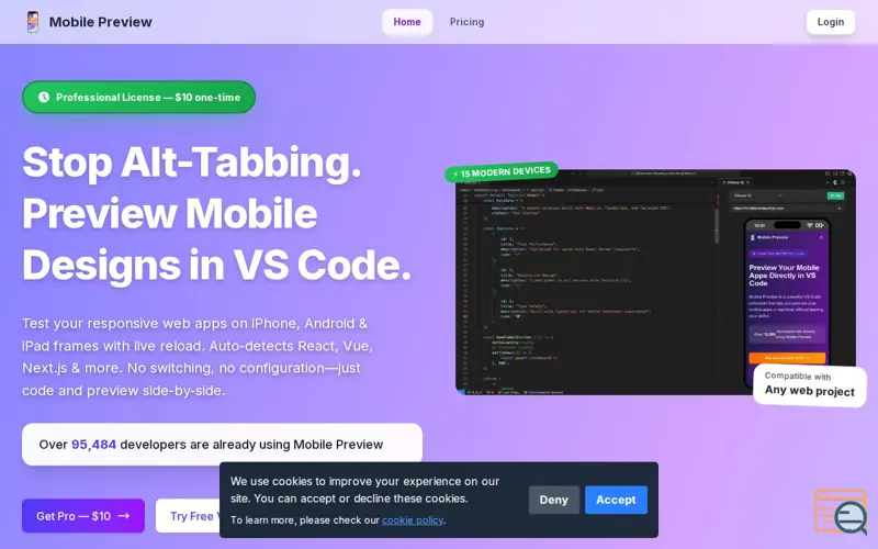 Screenshot of Mobile Preview