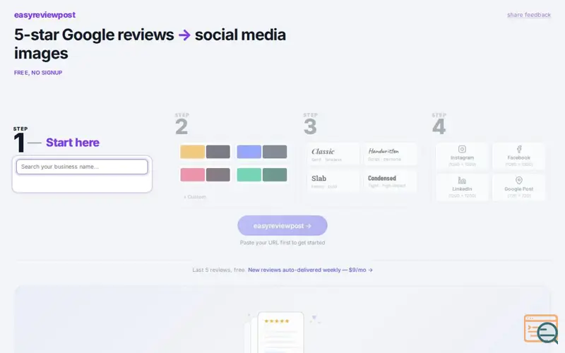 Screenshot of easyreviewpost