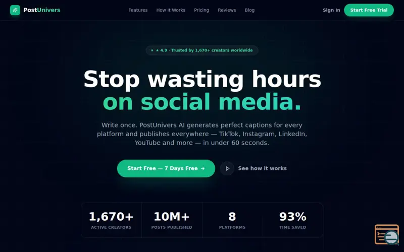 Screenshot of PostUnivers — AI Social Media Manager