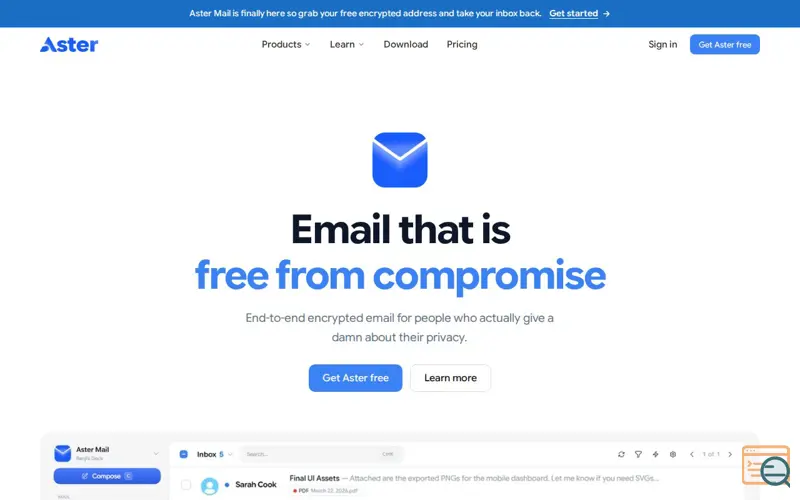 Screenshot of Aster Mail