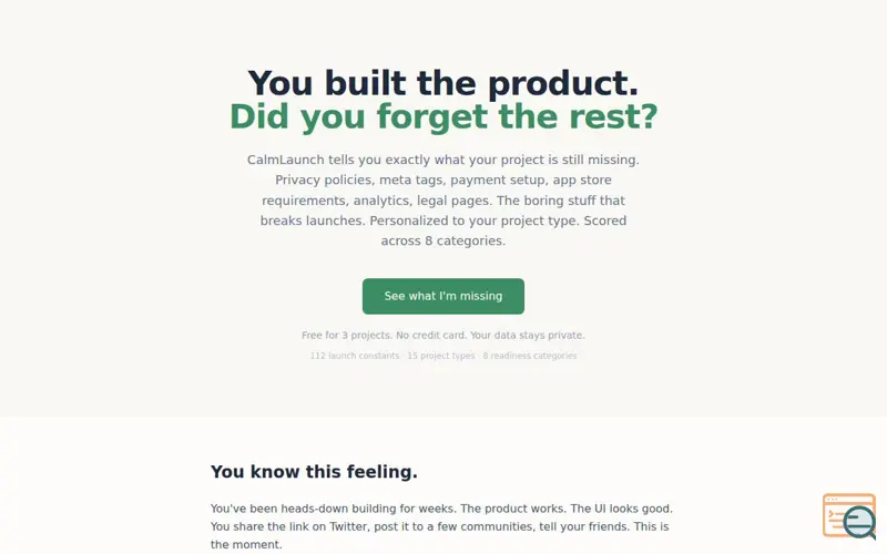 Screenshot of CalmLaunch