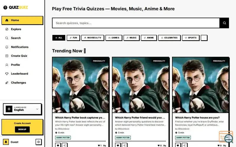 Screenshot of QuizQuiz.app New Version!