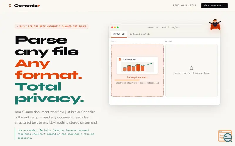 Screenshot of Canonizr