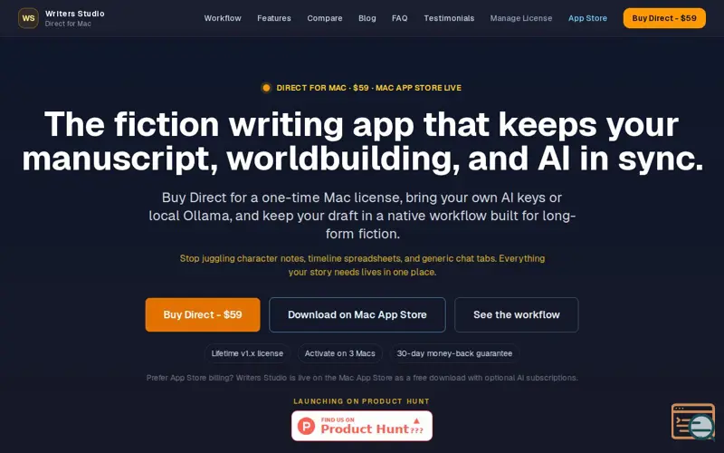 Screenshot of Writers Studio