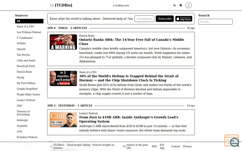 Screenshot of TLDRio