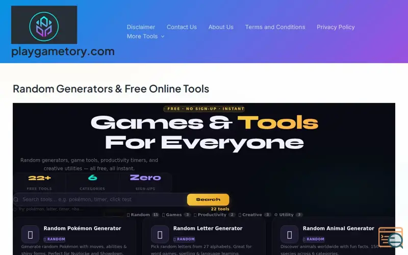 Screenshot of playgametory.com
