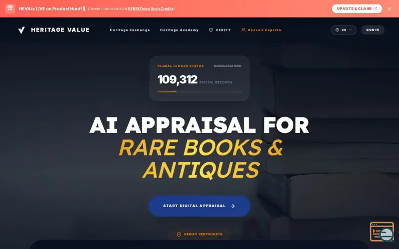 Screenshot of HEVA APPRAISAL FOR RARE BOOKS & ANTIQUES